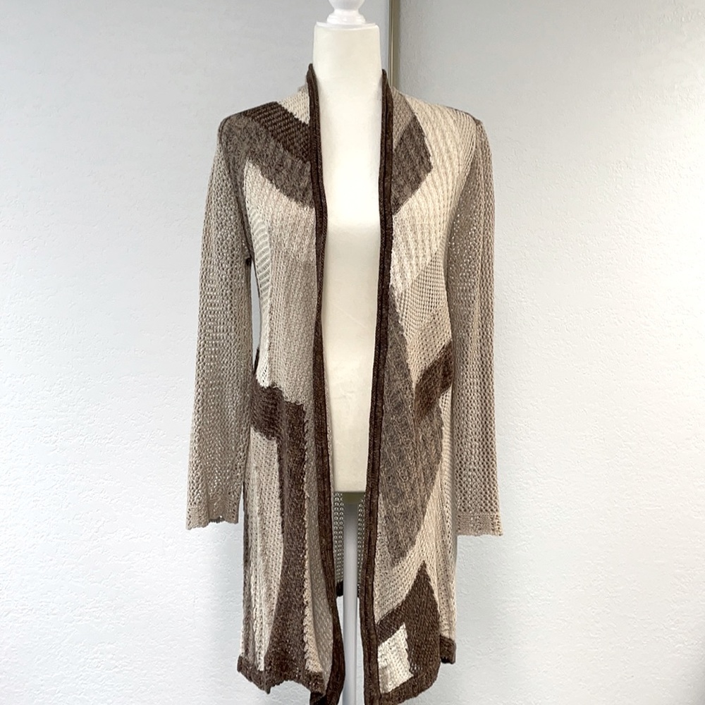 Nic+Zoe long patchwork cardigan